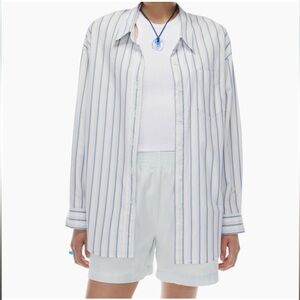 Wilfred Free Aritzia Linen Blend Relaxed‎ Striped Button-down Shirt Small S